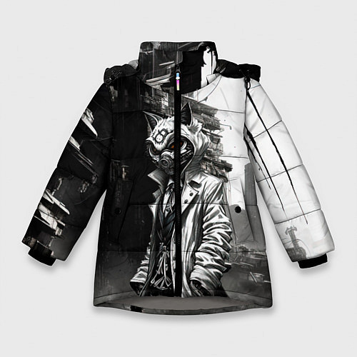 Зимняя куртка для девочки Кибернетический кицунэ / 3D-Светло-серый – фото 1