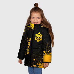 Куртка зимняя для девочки Brawl Stars - gold gradient: надпись, символ, цвет: 3D-черный — фото 2