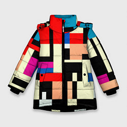 Куртка зимняя для девочки Кубическое измерение, цвет: 3D-черный