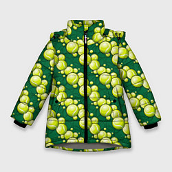 Куртка зимняя для девочки Большой теннис - мячики, цвет: 3D-светло-серый