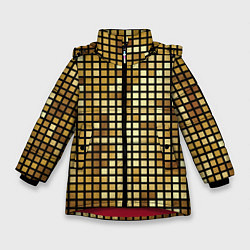 Зимняя куртка для девочки Золотая мозаика, поверхность диско шара