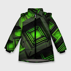 Зимняя куртка для девочки Неоновые зелёные блоки