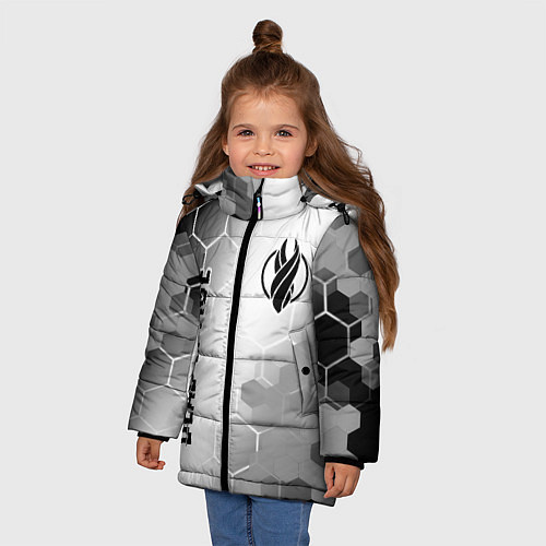 Зимняя куртка для девочки Dead Space glitch на светлом фоне: надпись, символ / 3D-Черный – фото 3
