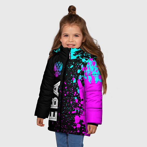 Зимняя куртка для девочки Ева и неоновый герб России: по-вертикали / 3D-Черный – фото 3