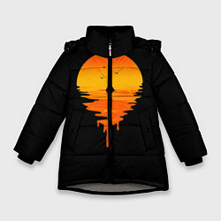 Куртка зимняя для девочки Лавовый закат, цвет: 3D-светло-серый