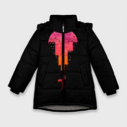 Куртка зимняя для девочки Творческий город, цвет: 3D-светло-серый