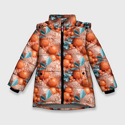 Зимняя куртка для девочки Сочные фрукты клипарт