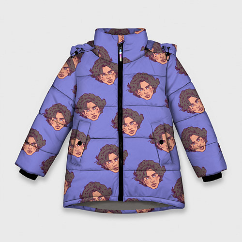 Зимняя куртка для девочки Тимоти Шаламе узор / 3D-Светло-серый – фото 1