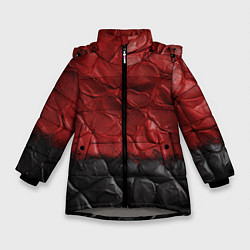 Зимняя куртка для девочки Черная красная текстура