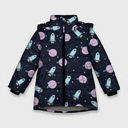 Зимняя куртка для девочки Ракета и планета