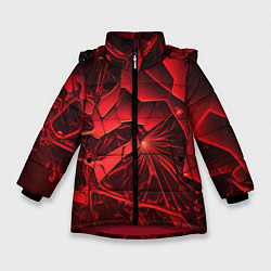 Куртка зимняя для девочки Объемные красные разломы, цвет: 3D-красный