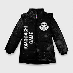 Зимняя куртка для девочки Tomodachi Game glitch на темном фоне: надпись, сим