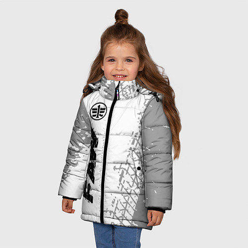 Зимняя куртка для девочки FAW speed на светлом фоне со следами шин: по-верти / 3D-Черный – фото 3