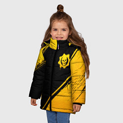 Куртка зимняя для девочки Gears of War - gold gradient: надпись, символ, цвет: 3D-черный — фото 2