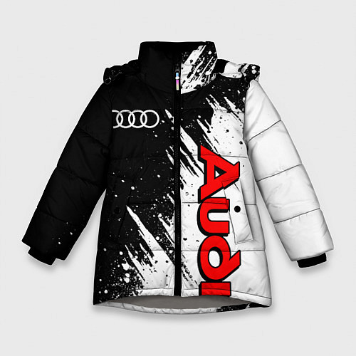 Зимняя куртка для девочки Ауди - белые потертости / 3D-Светло-серый – фото 1