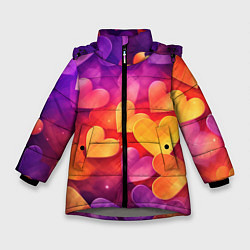 Зимняя куртка для девочки Разноцветные сердечки