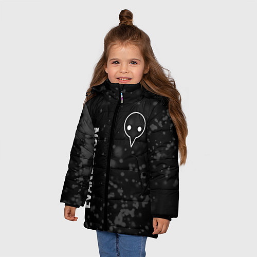 Зимняя куртка для девочки Evangelion glitch на темном фоне: надпись, символ / 3D-Черный – фото 3