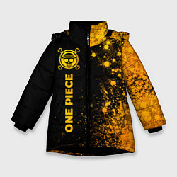 Куртка зимняя для девочки One Piece - gold gradient: по-вертикали, цвет: 3D-черный