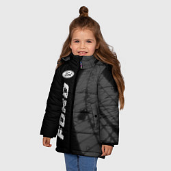 Куртка зимняя для девочки Ford speed на темном фоне со следами шин: по-верти, цвет: 3D-черный — фото 2