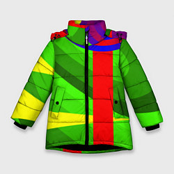 Куртка зимняя для девочки Абсолютная абстракция, цвет: 3D-черный