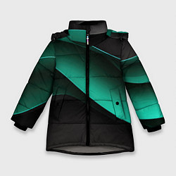 Куртка зимняя для девочки Абстрактная зеленая текстура, цвет: 3D-светло-серый