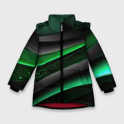 Куртка зимняя для девочки Black green line, цвет: 3D-красный
