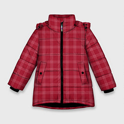 Куртка зимняя для девочки Клетка бордовый паттерн, цвет: 3D-черный