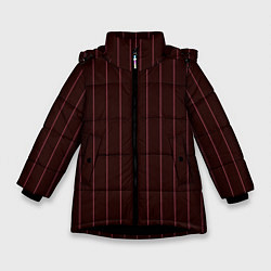 Куртка зимняя для девочки Полосы тёмно-бордовый, цвет: 3D-черный