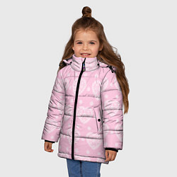 Куртка зимняя для девочки Розовое кружево сердечки, цвет: 3D-красный — фото 2