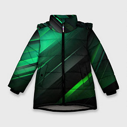 Зимняя куртка для девочки Black green abstract