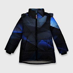 Зимняя куртка для девочки Черная и голубая текстура