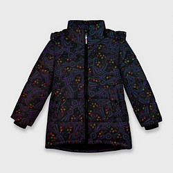 Куртка зимняя для девочки Мегагалактика, цвет: 3D-черный