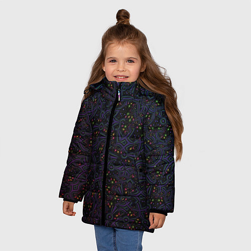 Зимняя куртка для девочки Мегагалактика / 3D-Черный – фото 3