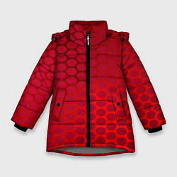 Куртка зимняя для девочки Сотовый красный градиент, цвет: 3D-светло-серый