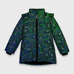 Куртка зимняя для девочки Изумрудный космос, цвет: 3D-черный