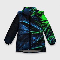 Зимняя куртка для девочки Black green abstract