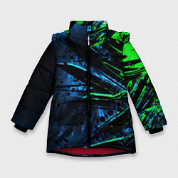 Куртка зимняя для девочки Black green abstract, цвет: 3D-красный