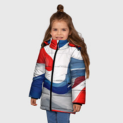 Куртка зимняя для девочки Абстракция в цветах флага России, цвет: 3D-красный — фото 2