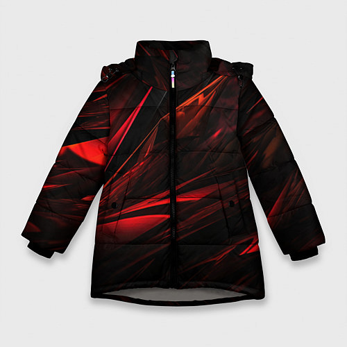Зимняя куртка для девочки Black red background / 3D-Светло-серый – фото 1