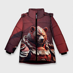 Куртка зимняя для девочки Бронированный медведь, цвет: 3D-черный