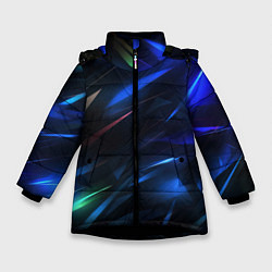 Куртка зимняя для девочки Blue abstract background, цвет: 3D-черный