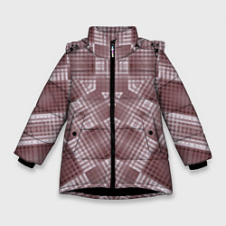 Зимняя куртка для девочки В коричневых тонах геометрический узор