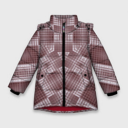 Куртка зимняя для девочки В коричневых тонах геометрический узор, цвет: 3D-красный