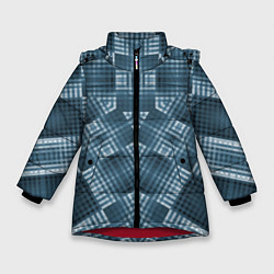Куртка зимняя для девочки Геометрические фигуры в темных цветах, цвет: 3D-красный