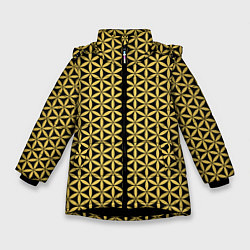 Куртка зимняя для девочки Цветок Жизни - Золото, цвет: 3D-черный