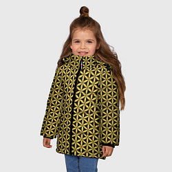 Куртка зимняя для девочки Цветок Жизни - Золото, цвет: 3D-черный — фото 2