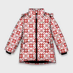 Куртка зимняя для девочки Алатырь - славянский символ, цвет: 3D-черный