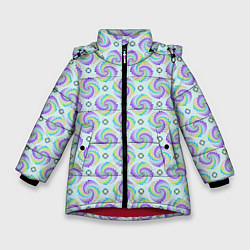 Куртка зимняя для девочки Цветные круги, цвет: 3D-красный