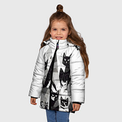 Куртка зимняя для девочки Абстрактные коты, цвет: 3D-черный — фото 2