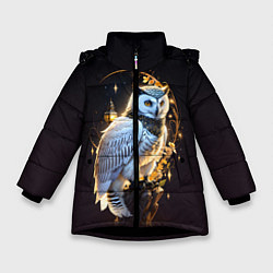 Куртка зимняя для девочки Снежная сова, цвет: 3D-черный